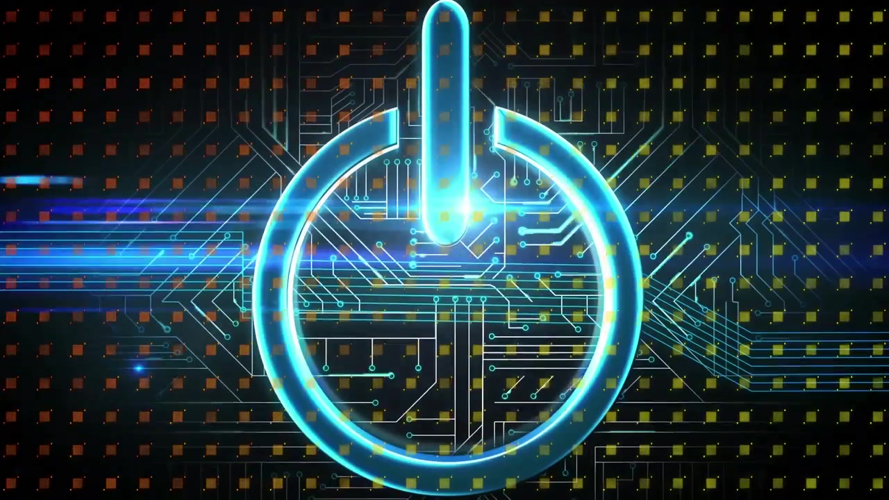 Animation of microprocessor connections over abstract shape pattern design against black background