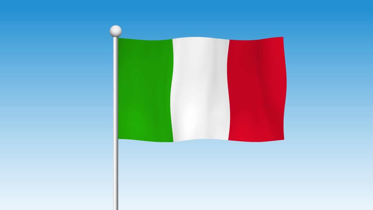Bandiera italiana che sventola contro un cielo blu