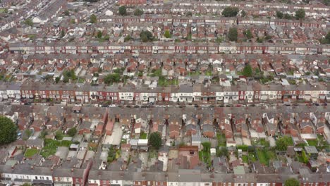 drone shot flying over birmingham housing estate streets