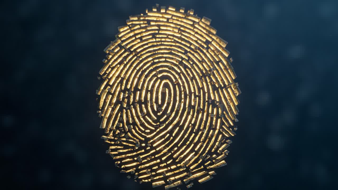 An Intricate Display of Golden Fingerprint Patterns Captured in Stunning Detail, Showcasing Unique Textures and Formations Against a Dark Background