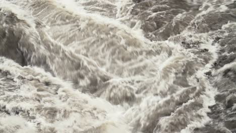 close up of powerful glacial water flowing rapidly in iceland