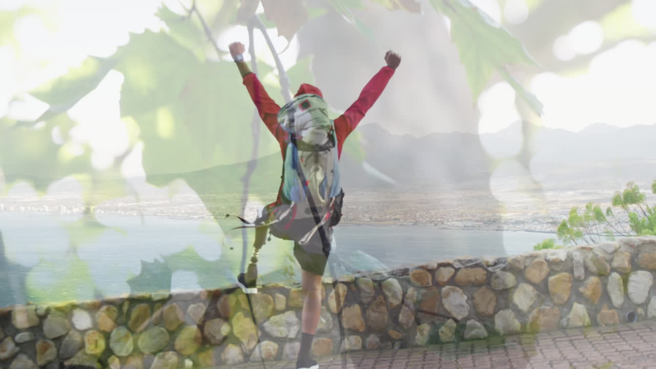 팔을 은 장애인 남성의 나무 애니메이션