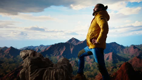 young traveler enjoys the serenity of the high altitude wilderness