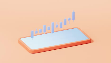 bar graph with growth trend, 3d rendering.