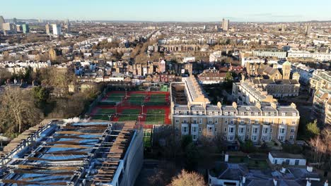 tennis courts and houses holland park london uk drone,aerial