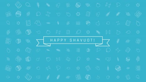 전통적인 윤 아이콘 기호와 영어 텍스트와 함께 shavuot 휴가 평면 디자인 애니메이션 배경