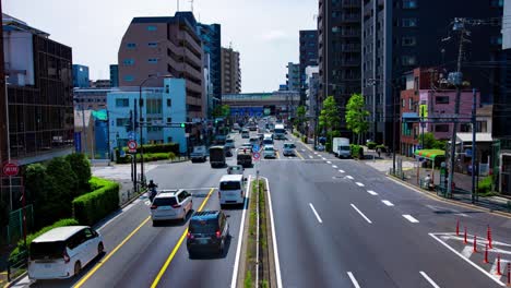 a timelapse of the traffic jam at the urban street in tokyo long shot