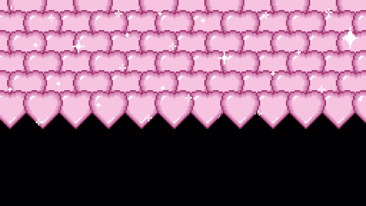 Pink Pixel Art Heart Pattern with Sparkles