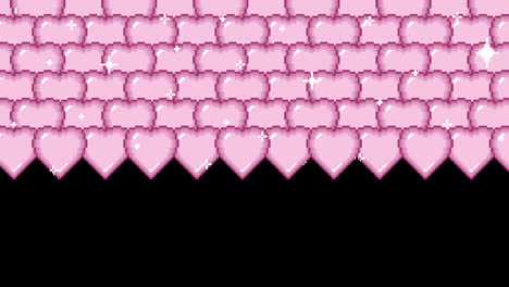 pink pixel art heart pattern with sparkles