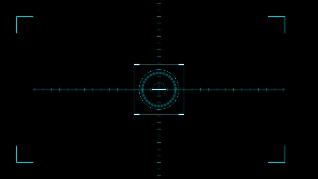 Digital HUD-sigtekors-overlay på sort baggrund