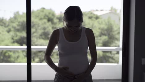 vista frontal de una hermosa mujer embarazada