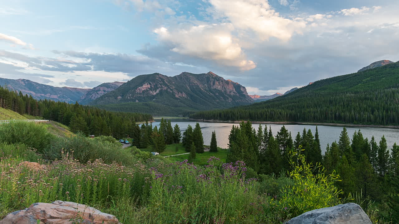 Hyalite Reservoir And Mountain Landscape At Sunset Near Bozeman In Montana