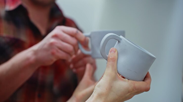 Handmade Ceramic Cups Being Created