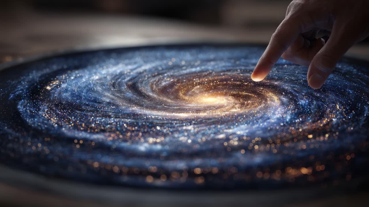Exploring the Cosmos: A Close-Up Interaction with a Beautifully Rendered Galaxy, Featuring Stars, Spirals, and Cosmic Wonders Awaiting Discovery