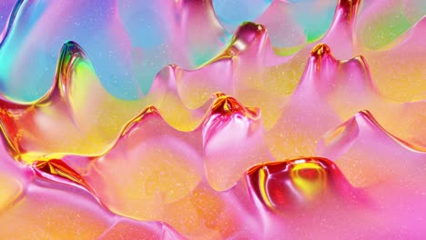 looped abstract background. beautiful iridescent wavy surface of liquid with pattern, gradient color and flow waves on it. rainbow glossy and matt fluid. creative bright bg with soft smooth animation.