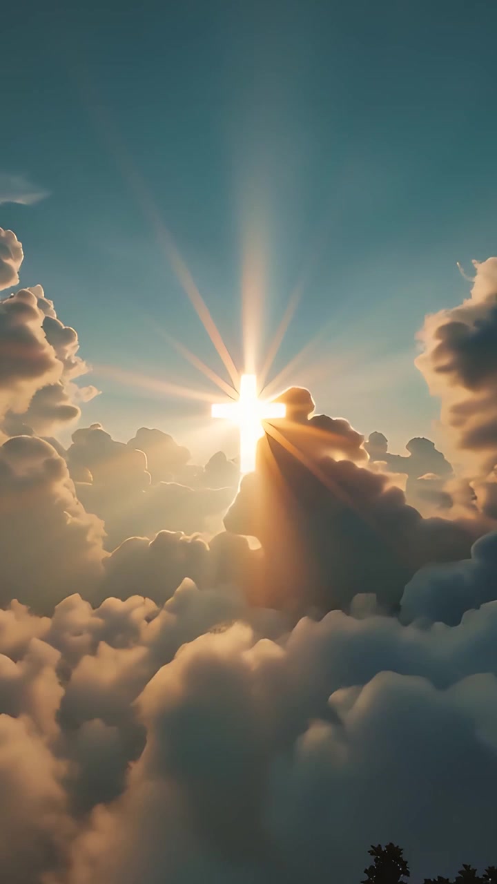 Sfondo per Adorazione 4K: Croce Cristiana e Luce Celeste