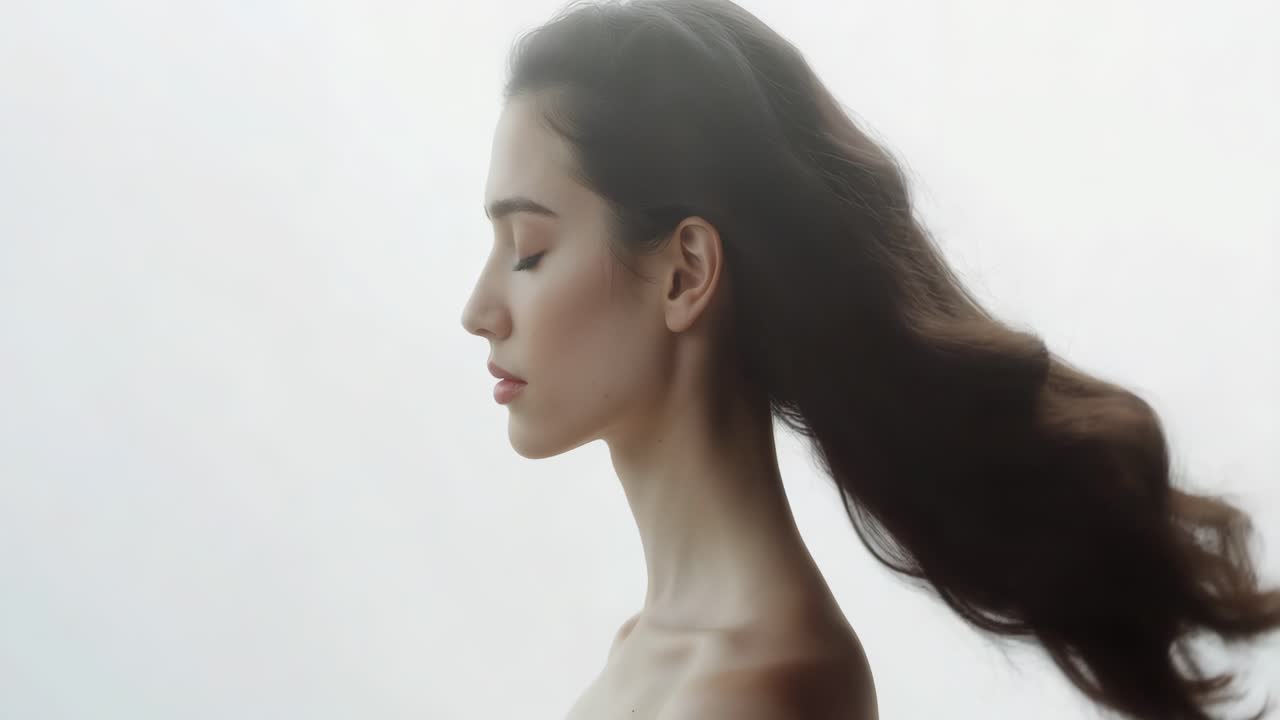 Elegant Woman with Flowing Hair