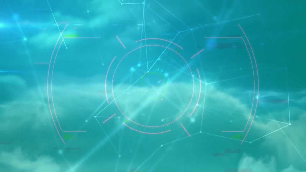 연결 네트워크의 애니메이션과 클라우드 상의 데이터 처리