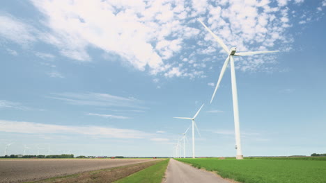 wind turbines in an agricultural field in the netherlands, europe