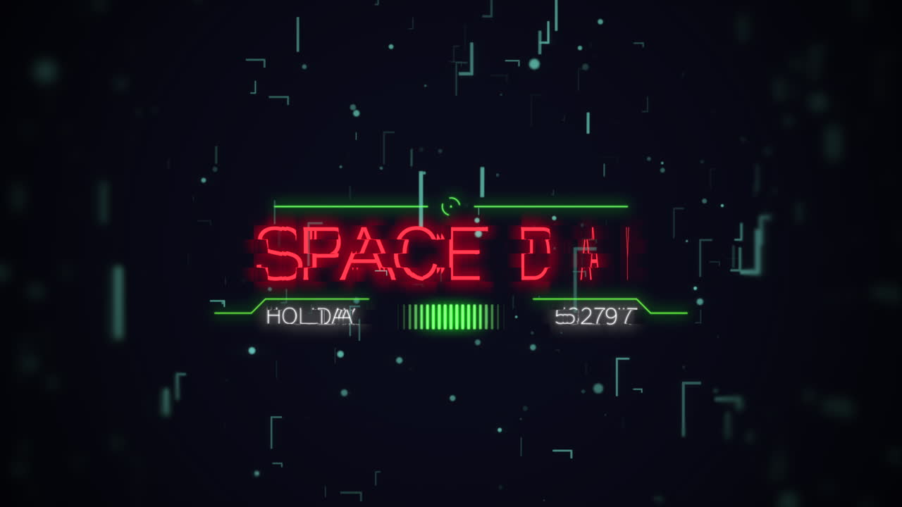 hud 요소가 있는 컴퓨터 화면의 우주 날