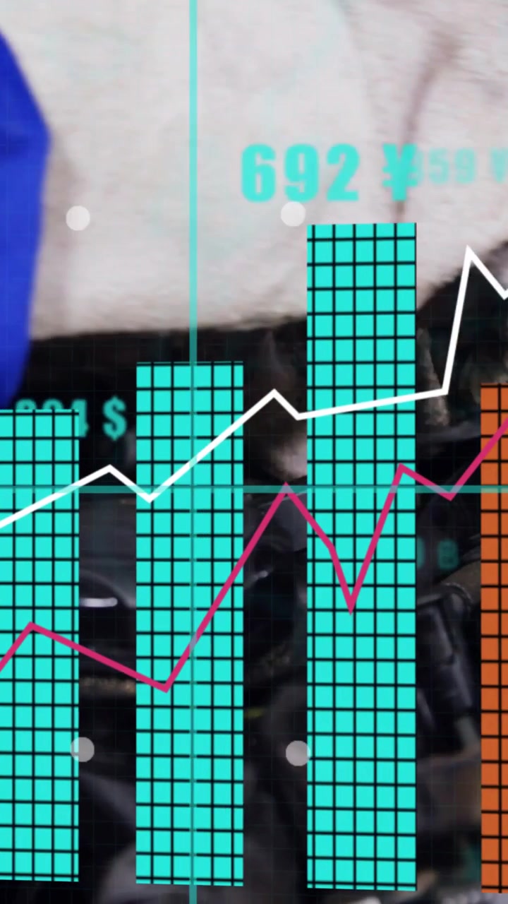 Currency figures driving charts while gloved hand wrapping cloth on cap showing repair costs