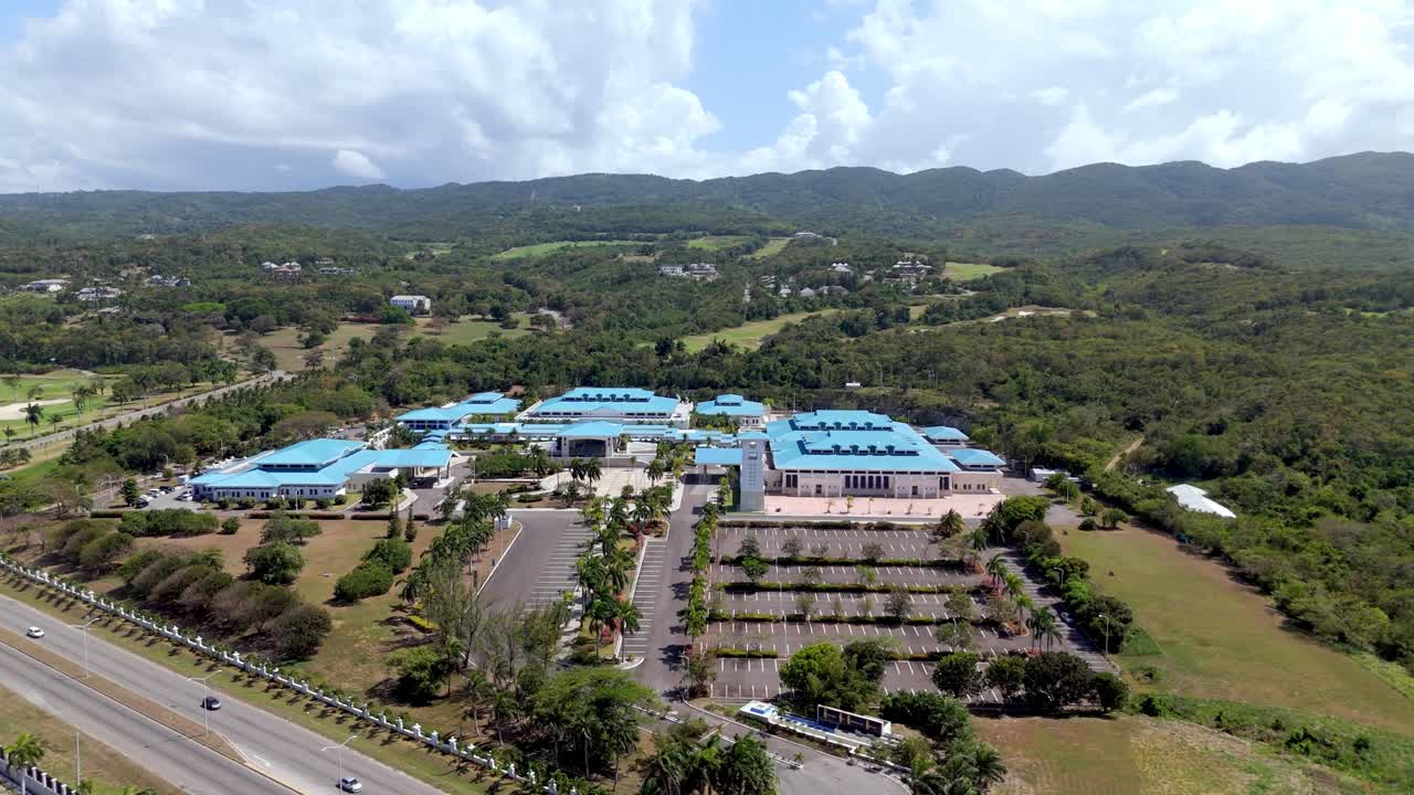 Drone view of large conference center in Rose hall St James Jamaica