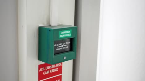 emergency door release and break glass button