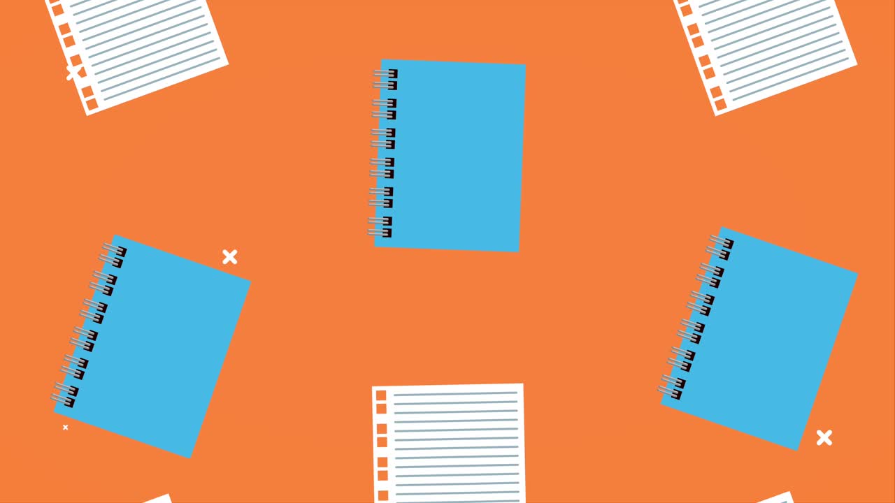 back to school animation with notebooks and sheets pattern