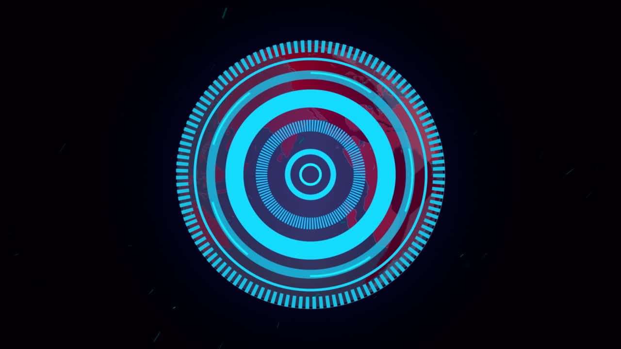 검은색 배경에 있는 지구 위의 처리 원의 애니메이션