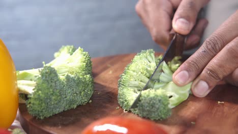 chopping broccoli