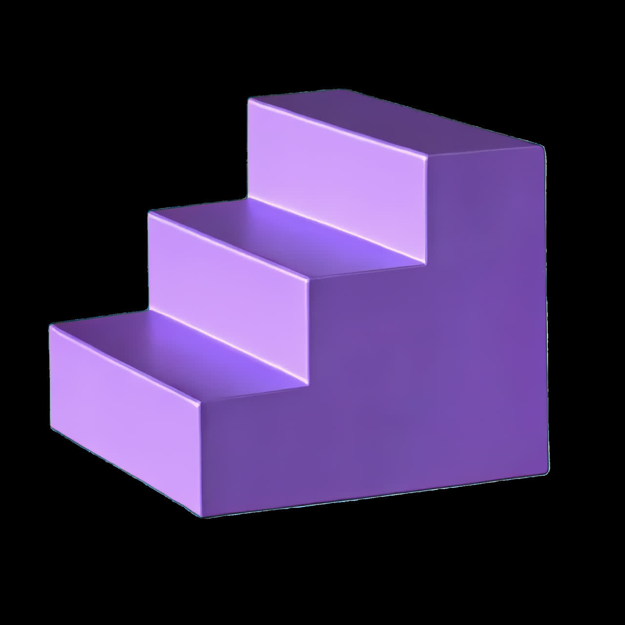 Purple geometric display steps animation isolated asset, transparent 4K video, alpha channel, ProRes