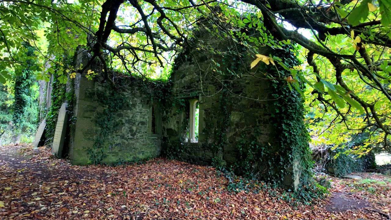 Luoghi epici dell'Irlanda: un'antica chiesa in rovina, suggestiva e spettrale, un luogo dall'atmosfera inospitale con una storia passata tragica.