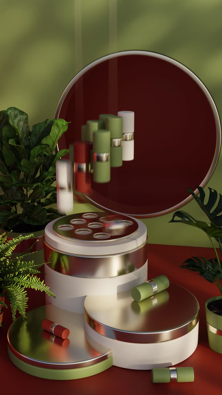 Elegant Product Display with Cosmetics and Plants