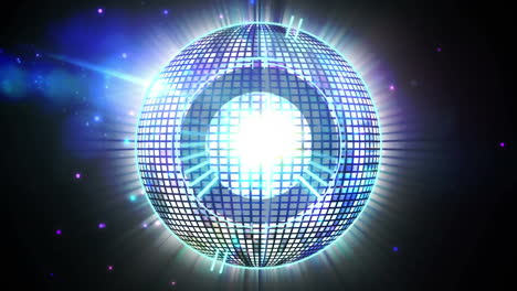 animation of loading circle over rotating mirror ball