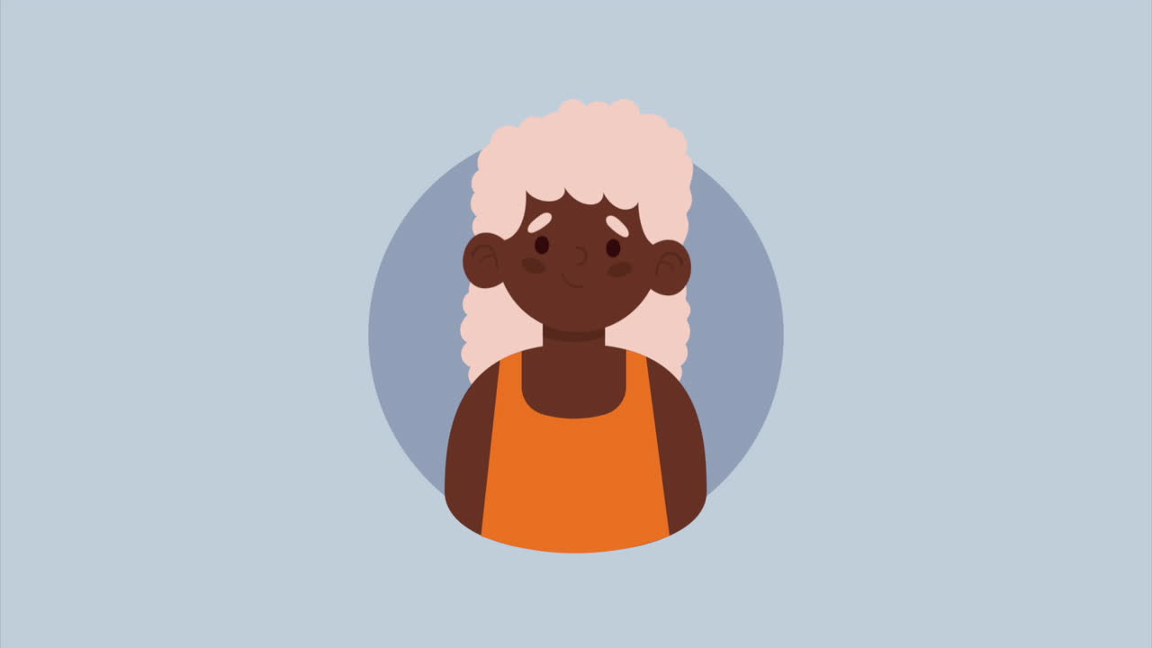 afro woman wearing orange dress animation