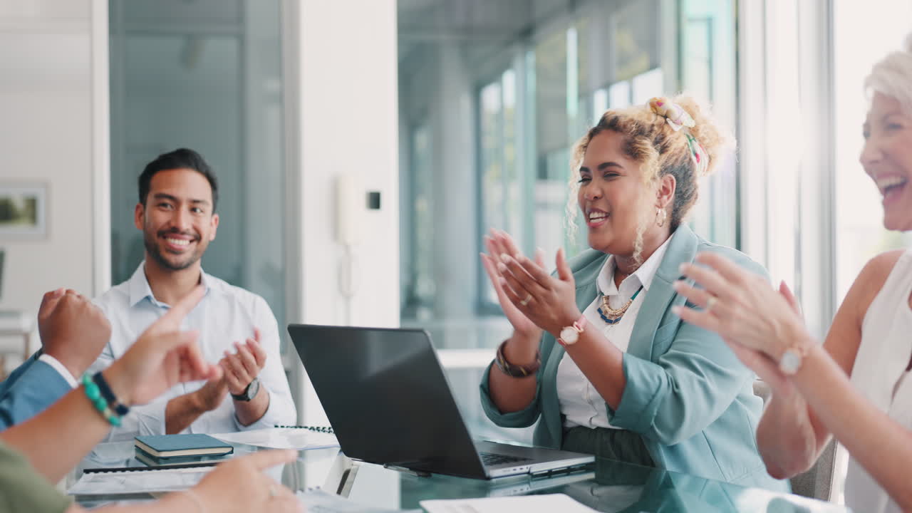 Business people, high five