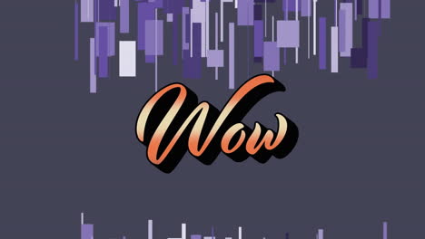 Animation-of-wow-text-over-shapes-on-black-background