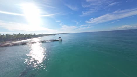 aerial view of beautiful tropical beach and ocean