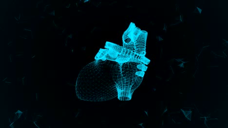 el corazón humano en forma de partículas y plexo.