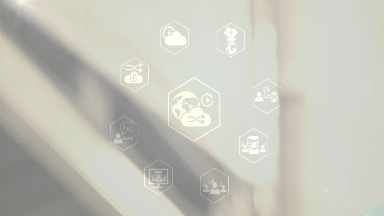 디지털 아이콘으로 연결 네트워크의 애니메이션