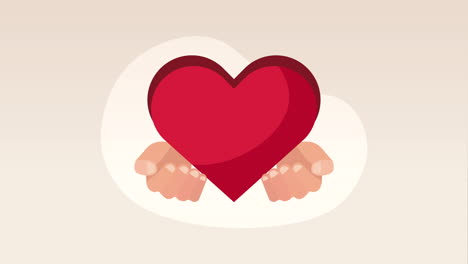 hands lifting heart love animation