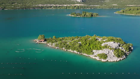 aerial shot of the town of ston in croatia, europe