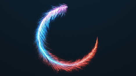 glowing neon feather encircle around center, 3d rendering.