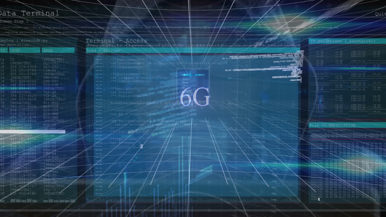 animazione dell'elaborazione dei dati digitali su testo 6g