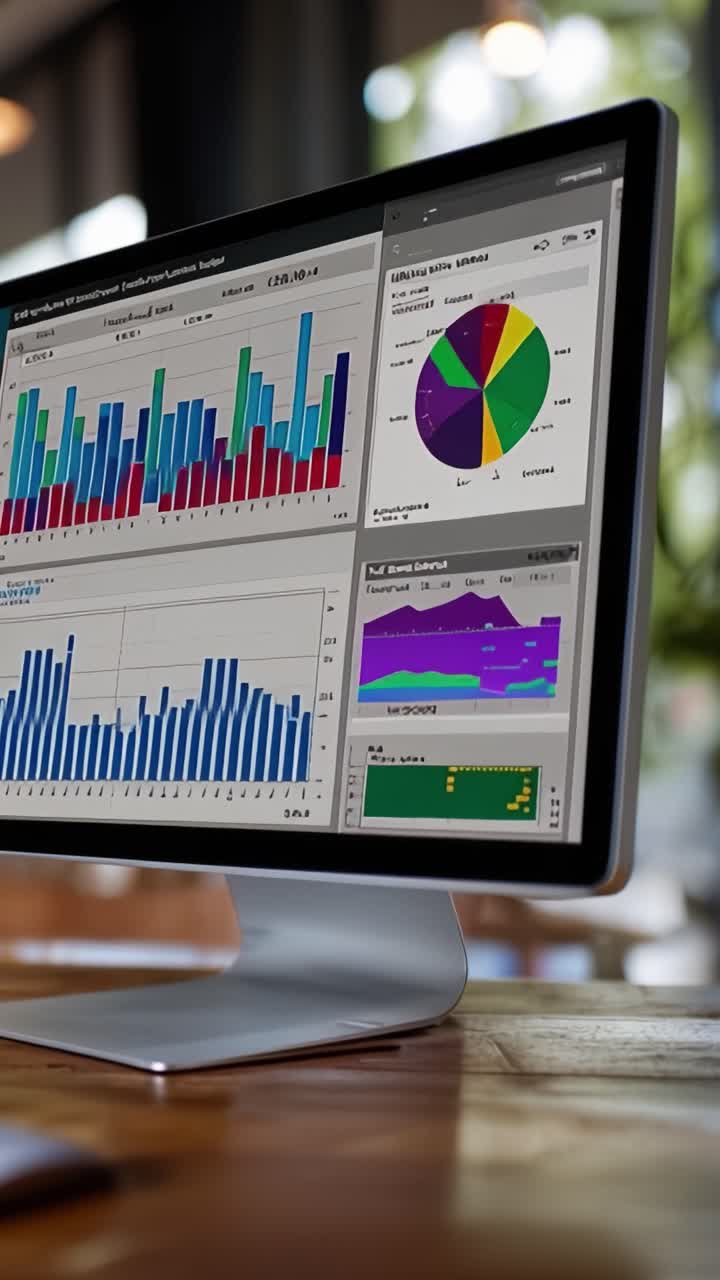 Detailed Analysis on a Computer Screen Featuring Various Data Visualizations and Charts for Enhanced Insight and Decision-Making in Business Contexts