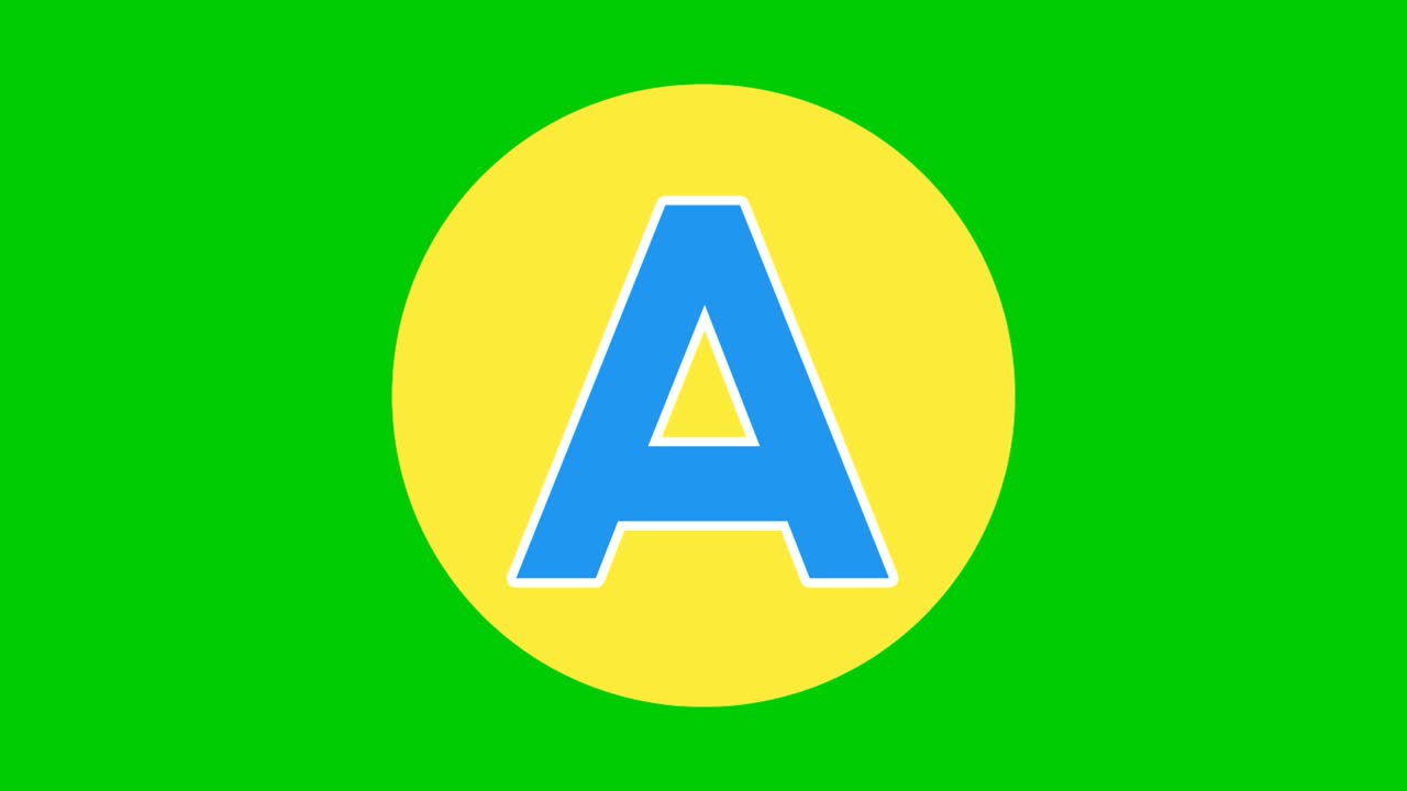 alfabeto azul una letra mayúscula animación gráficos en movimiento en pantalla verde para elementos de video