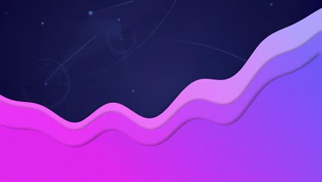 animation of network of connections with purple wave on blue background