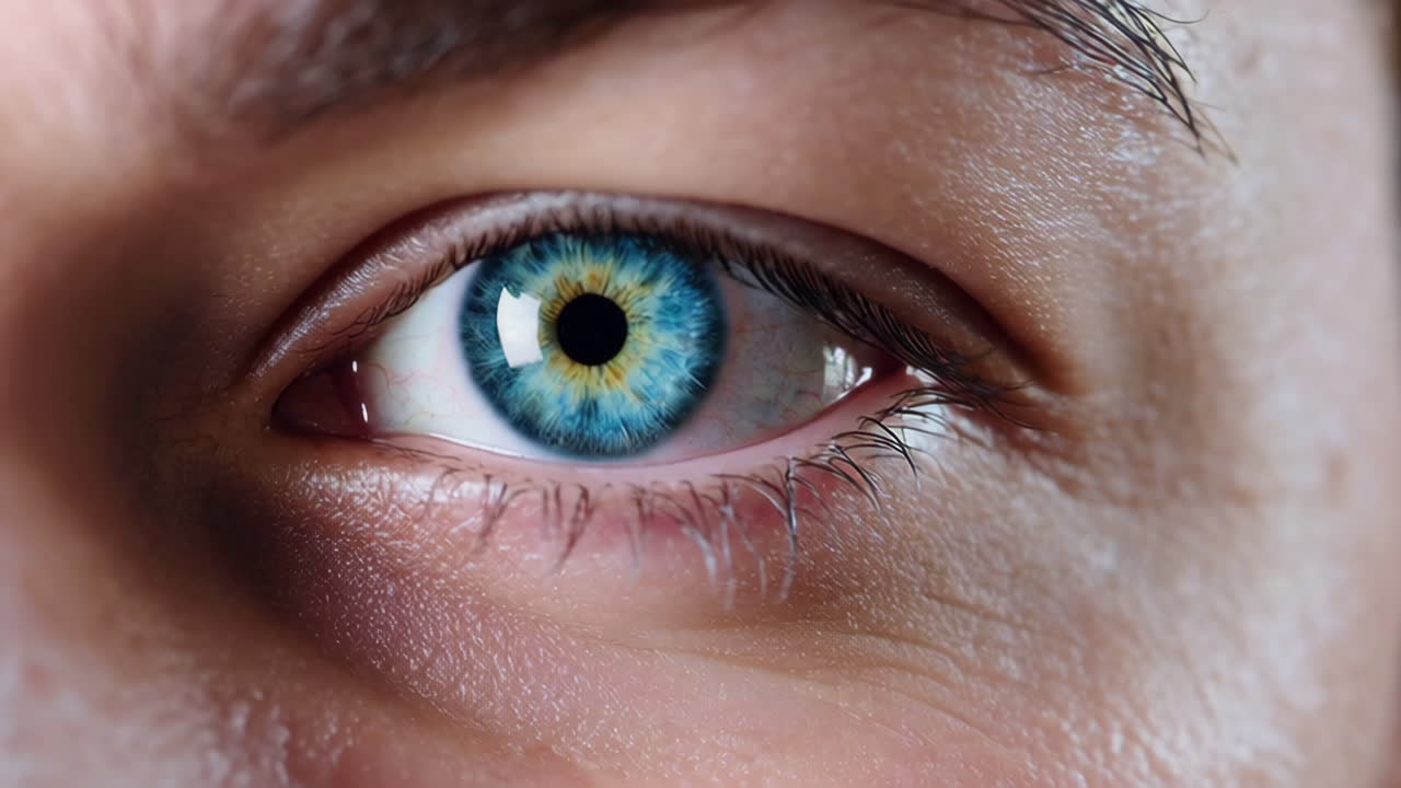 primer plano de un ojo azul
