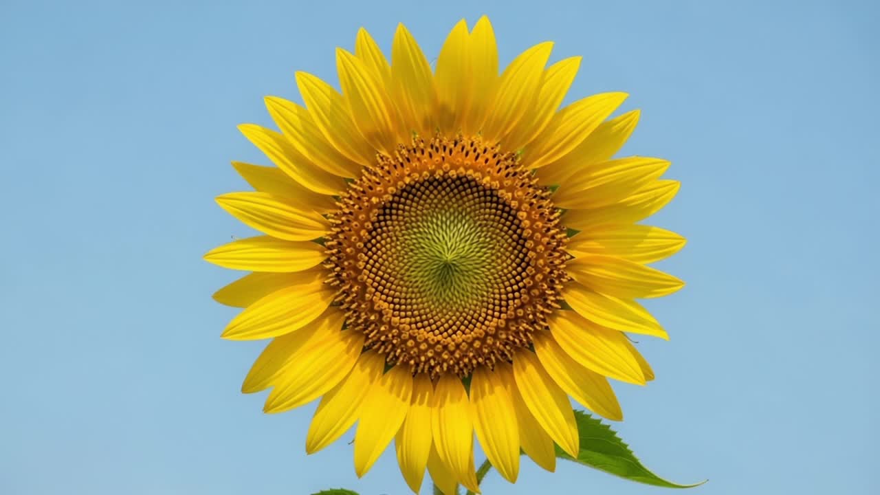 A Stunning Close-Up of a Sunflower, Showcasing Its Vibrant Yellow Petals and Intricate Center Against a Clear Blue Sky