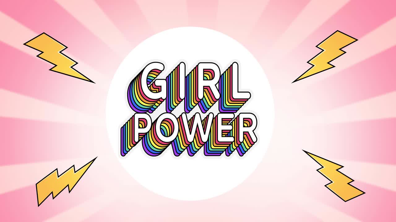 Animazione del testo "girl power" su fulmini